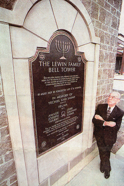 Max Lewin remembers his family at the Lewin Family Bell Tower